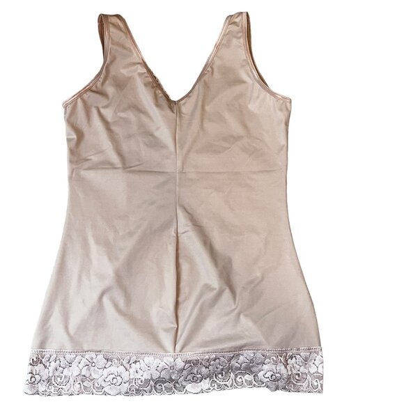 Vintage Ruby Ribbon Shapewear Lace Trim Camisole Size 34 Beige Control Top - Picture 5 of 5
